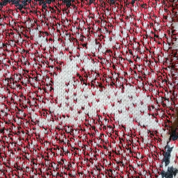 Vintage Timber Valley Wool/Nylon Red & White Reindeer Snowflake Sweater - Picture 2 of 4